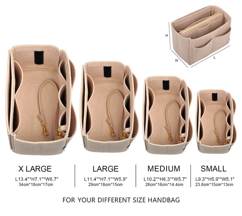 Vercord Felt Organizer Insert for Purse Handbag Tote Bag in Bag Inside Shaper Divider Neo Beige Large - Image 4